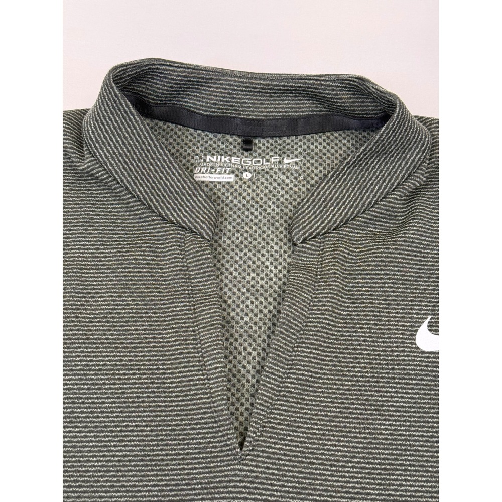 Nike Golf Womens Dri-FIT Polo Shirt Large Olive Green Stripe Pumpkin Ridge Logo - Picture 3 of 10